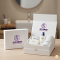 Ceylonian branded gift set with Dove products on a bathroom counter