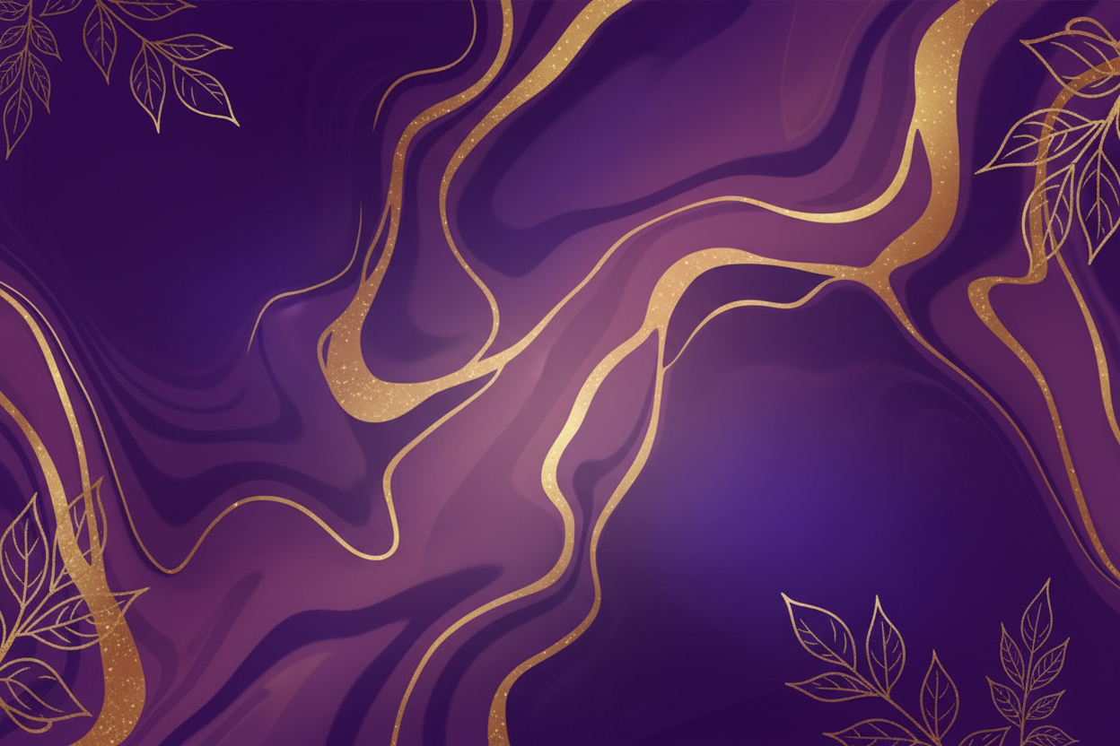 rich in deep purple and gold shades